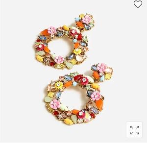 J crew Colorful floral hoop earrings